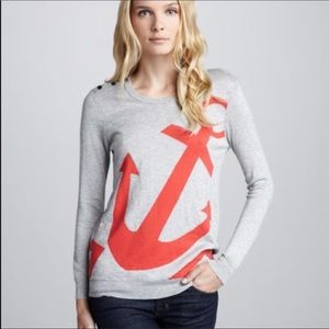 Joie Gray Sweater with Red Anchor